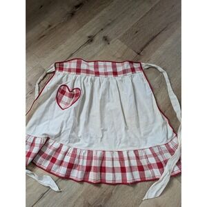 Cute Half‎ Waist Kitchen Hostess Apron Red Heart Vtg Valentines